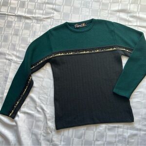 Burton Heavy Wool Blend Base Layer Green and Gray Crewneck Sweater